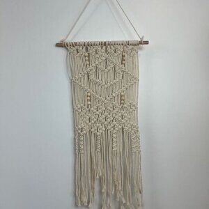 Vintage Hand Woven Macrame BOHO Fringed Wall Tapestry Hanging Decor